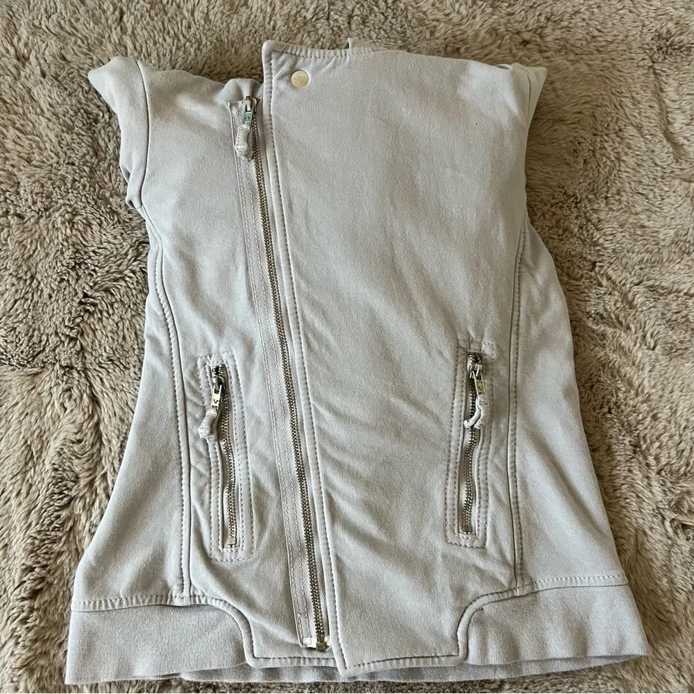 True Religion Girls Light Gray Biker Moto Style Hoodie Jacket SZ XL